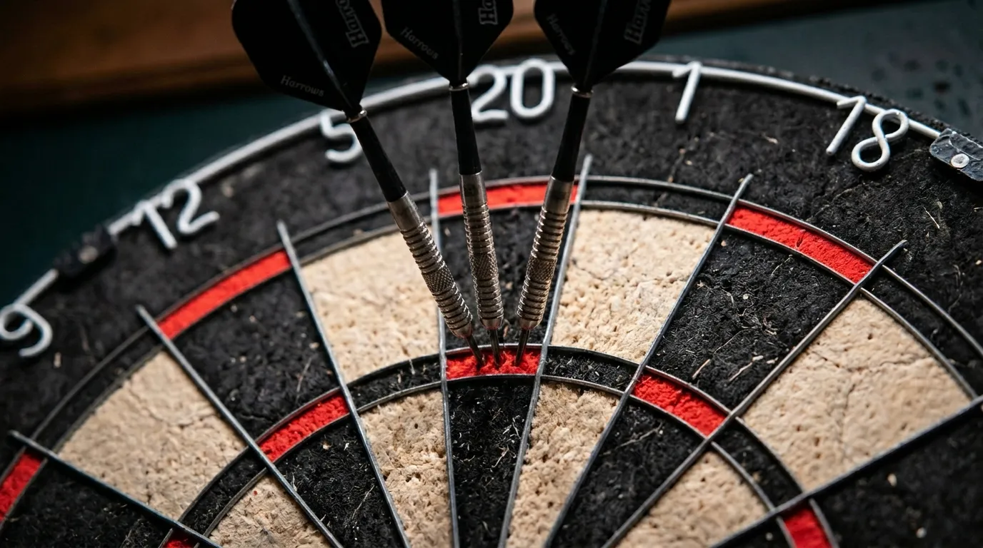 Dartscheibe mit Pfeilen und unscharfem Hintergrund zeigt Wettmärkte Konzept