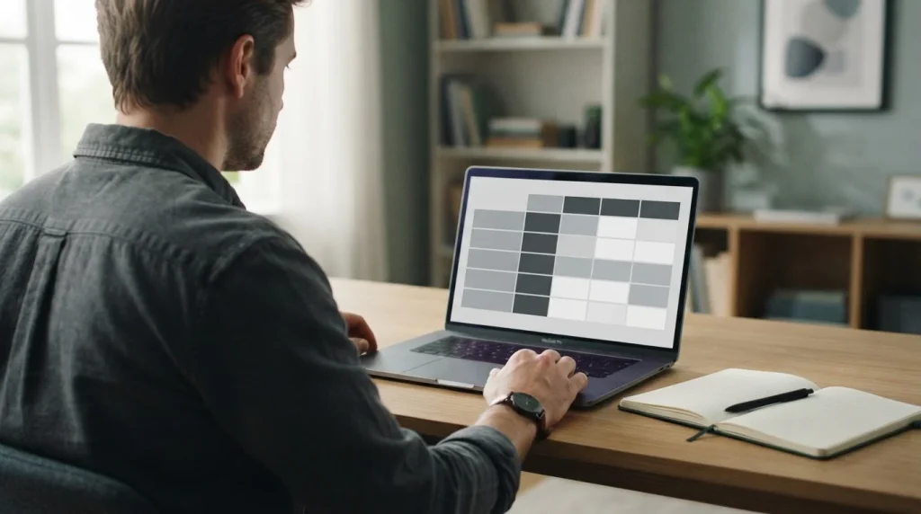 Person am Laptop beim Vergleich von Wettanbietern ohne Verifizierung
