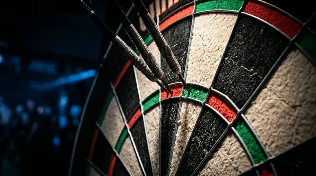 Dartscheibe mit Fokus auf die Scoring-Segmente