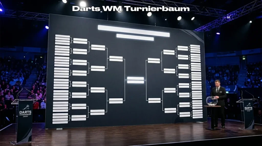 Darts-Turniertafel mit Bracket-Struktur
