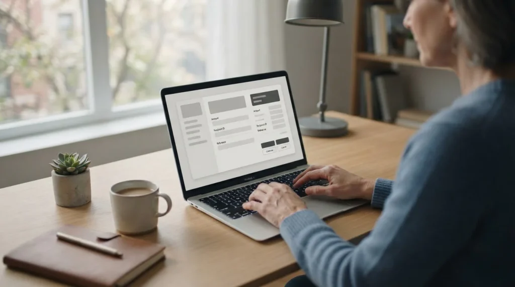 Laptop mit Online-Wettanbieter und Zahlungsoptionen auf dem Bildschirm
