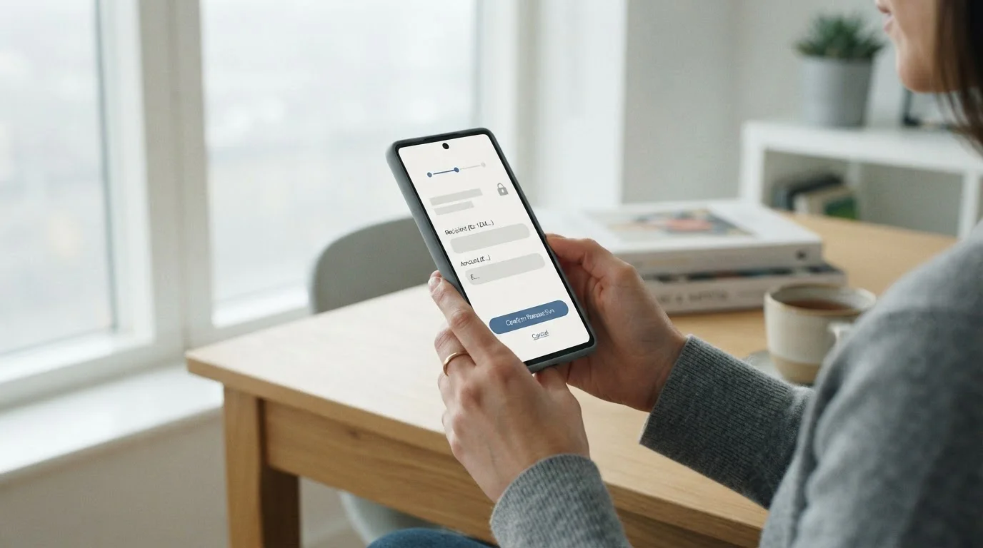 Smartphone mit Banking-App und SEPA-Überweisung Schritt für Schritt