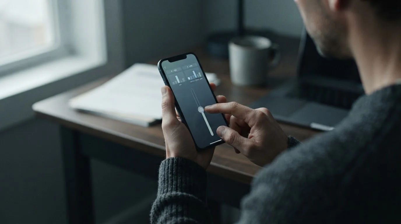 Hand setzt monatliches Einzahlungslimit in neutraler App-Oberfläche