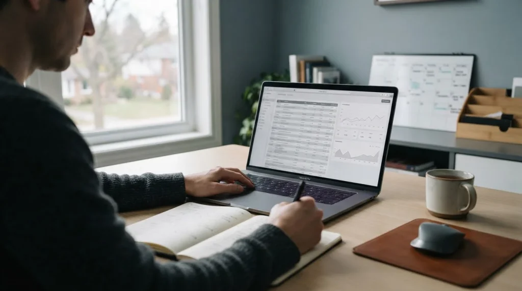 Analytische Darstellung von Live-Wetten-Quoten und Steuerberechnung auf einem Laptop-Bildschirm
