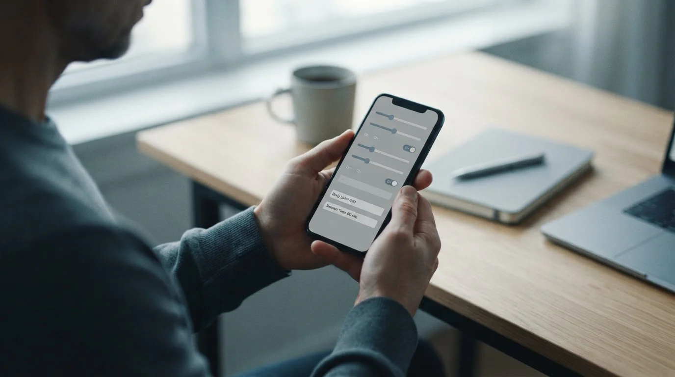 Person setzt Limits in einer mobilen Wett-App auf dem Smartphone