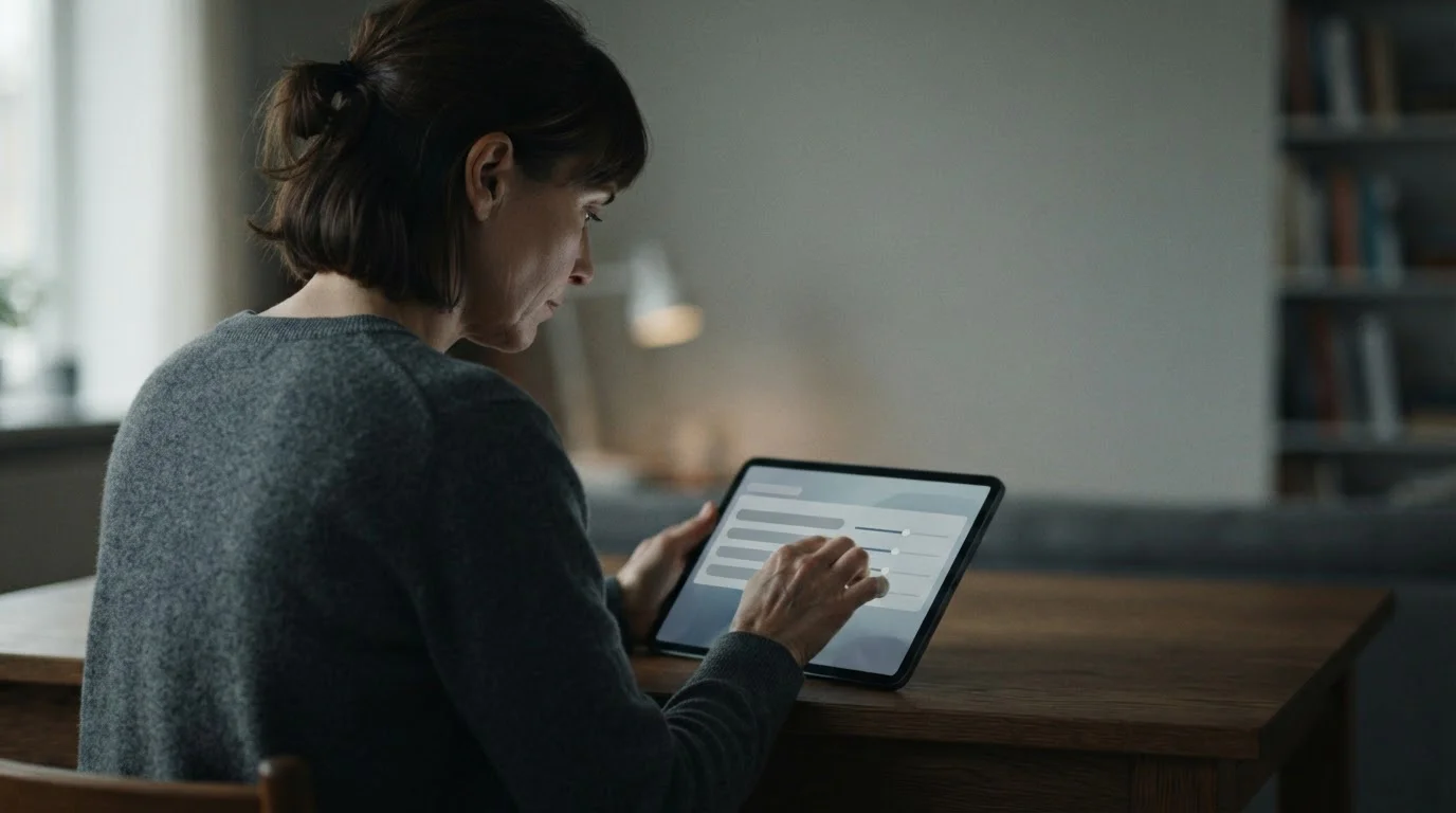Person setzt Limits auf einem Tablet mit nüchternem Interface