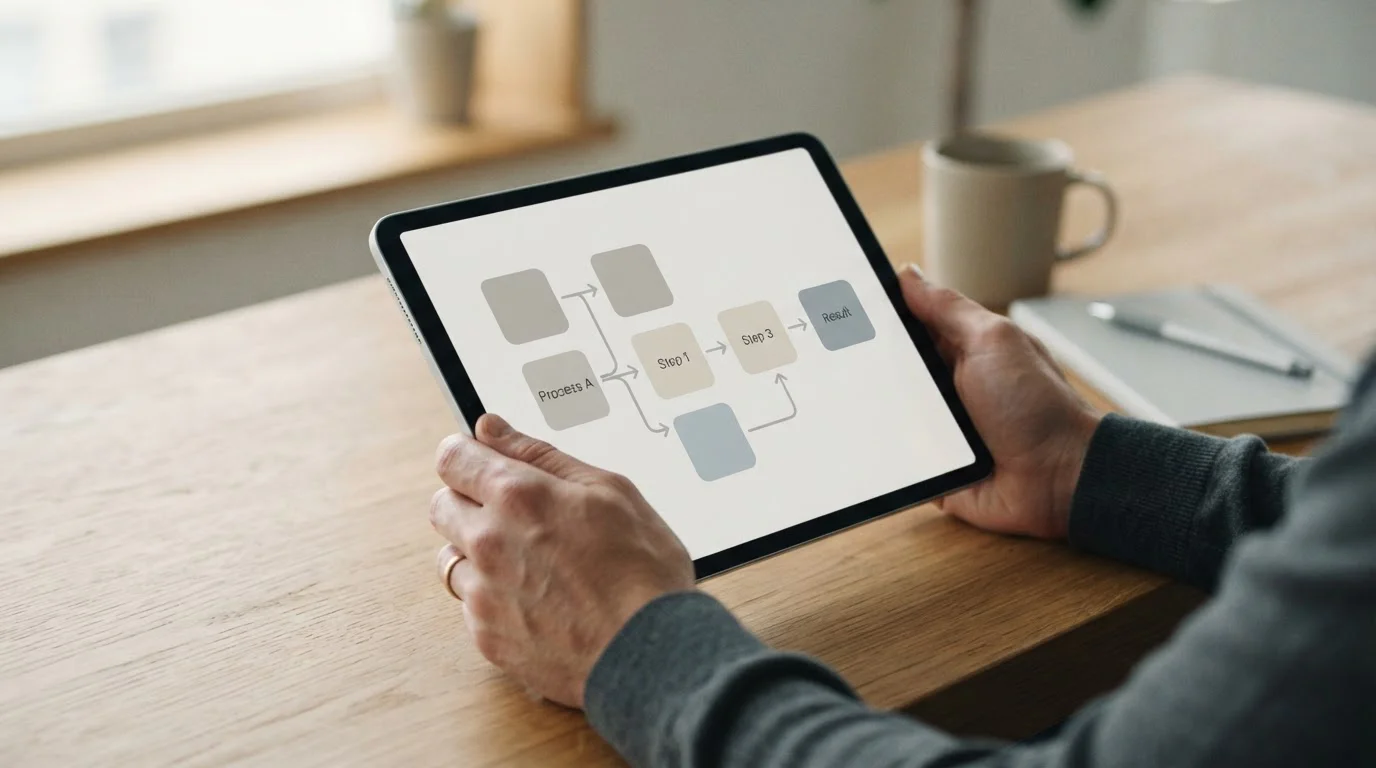 Schematische Darstellung eines digitalen Zahlungsvorgangs auf einem Tablet-Bildschirm