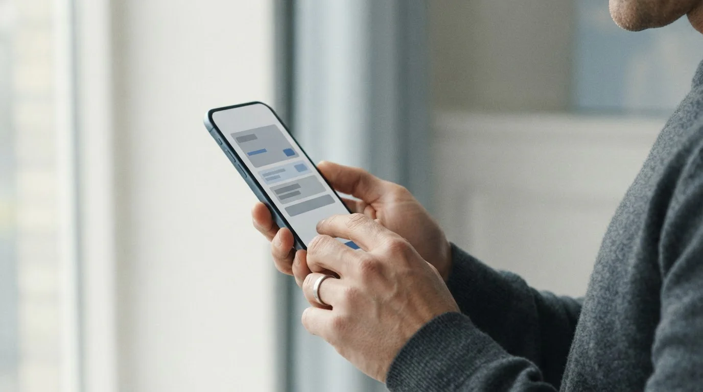Auswahl der Zahlungsmethode auf neutralem Smartphone-Interface
